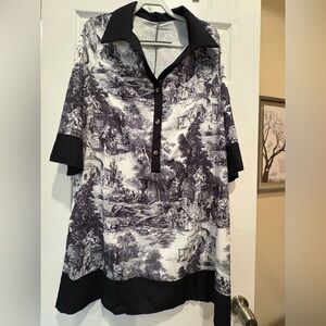 Black and White Scenic Print Tunic